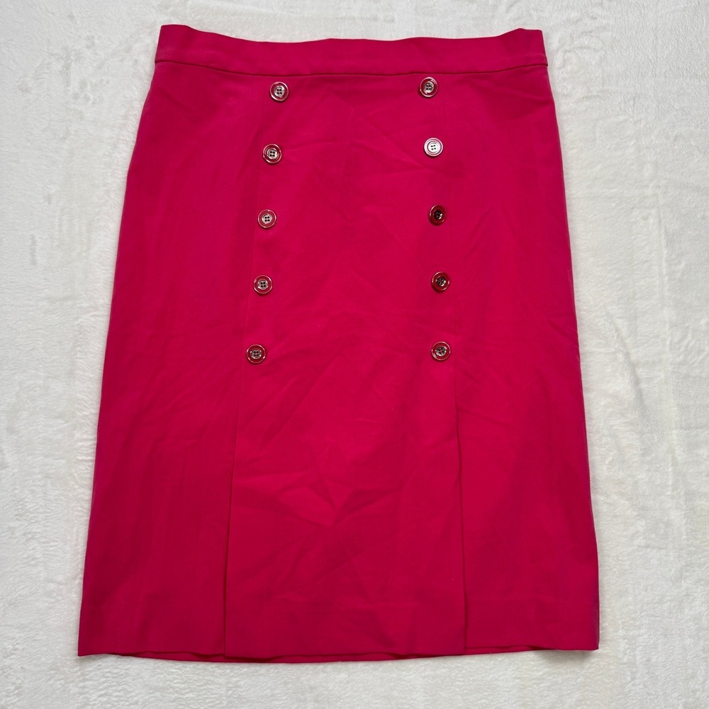 New York & Company Skirt‎ Womens 14 Pink Pencil Double Breasted Button Career